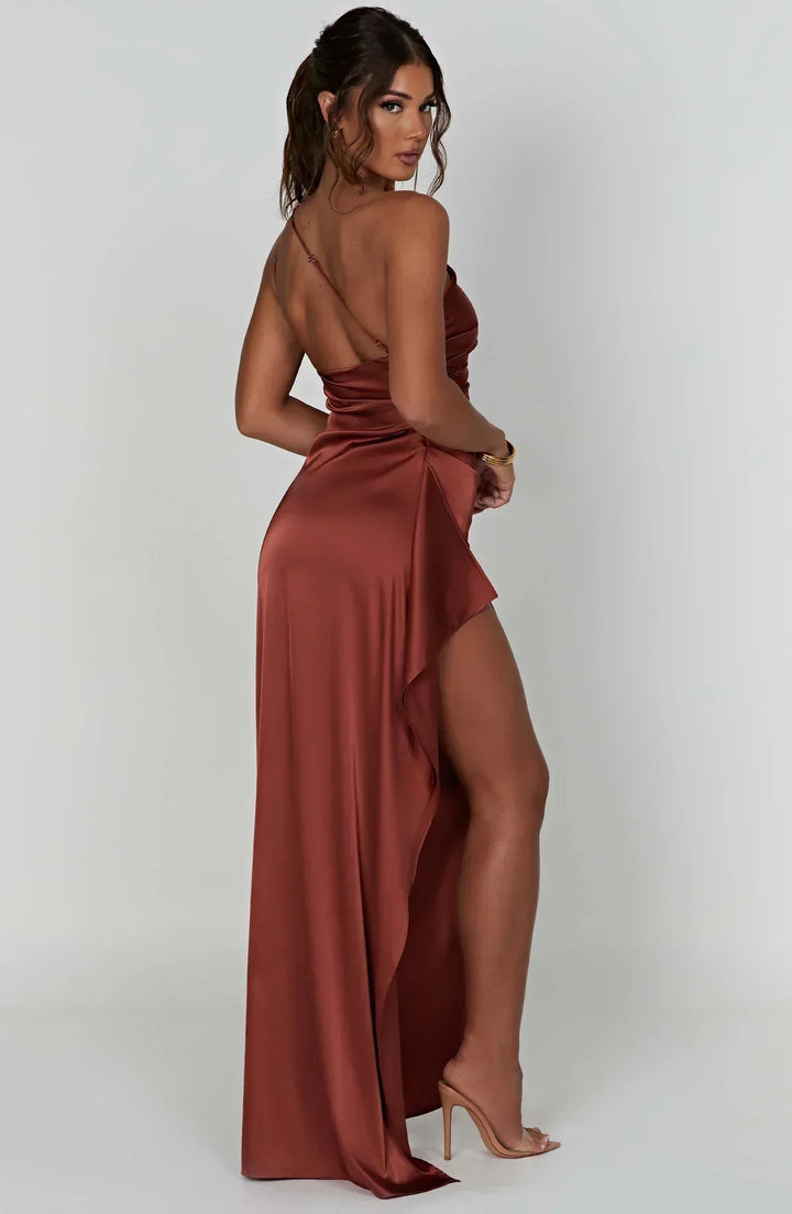 Women's Asymmetric Chiffon Maxi Dress - Evening Occasion