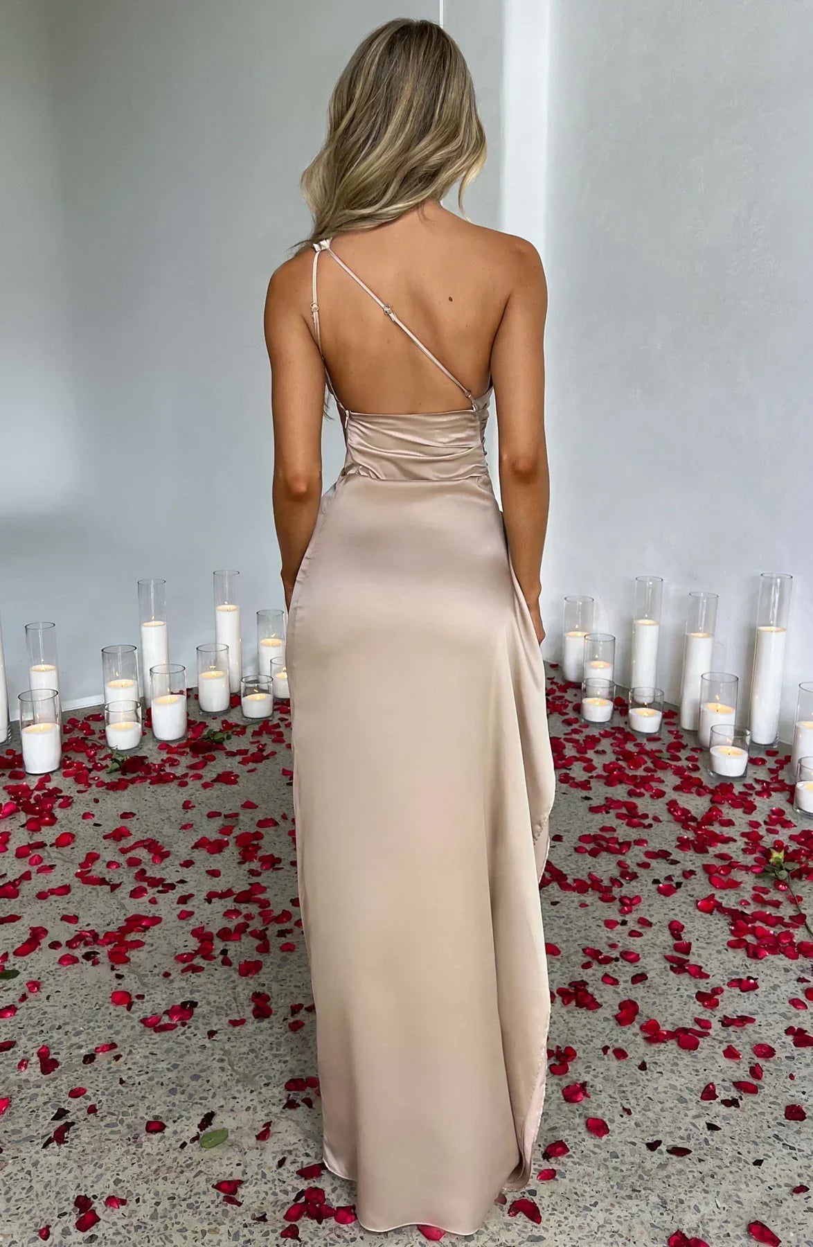 Women's Asymmetric Chiffon Maxi Dress - Evening Occasion
