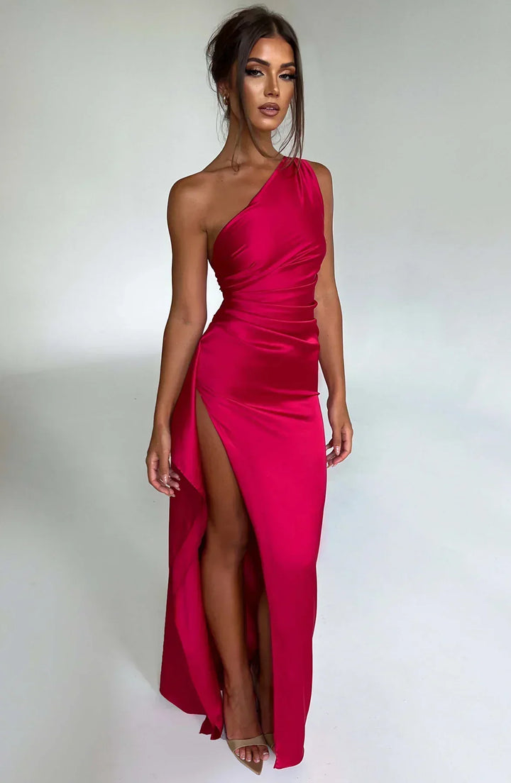 Women's Asymmetric Chiffon Maxi Dress - Evening Occasion
