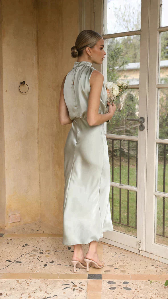 Women's Halter Midi Dress - Fluid Silhouette