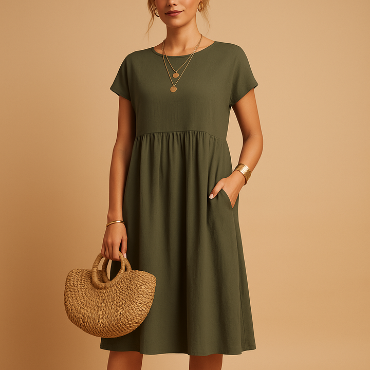 Women's Elegant Midi Dress - Lightweight Summer Casual