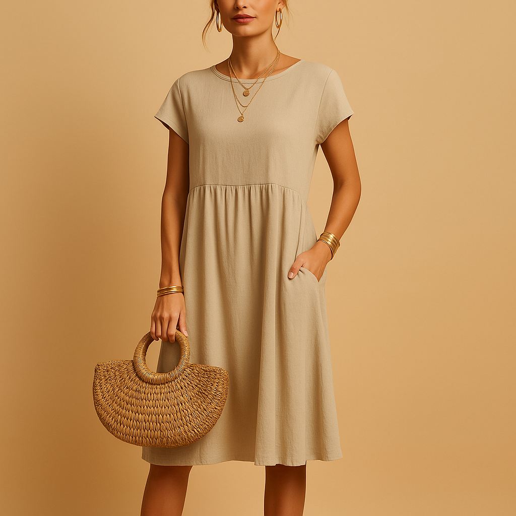 Women's Elegant Midi Dress - Lightweight Summer Casual
