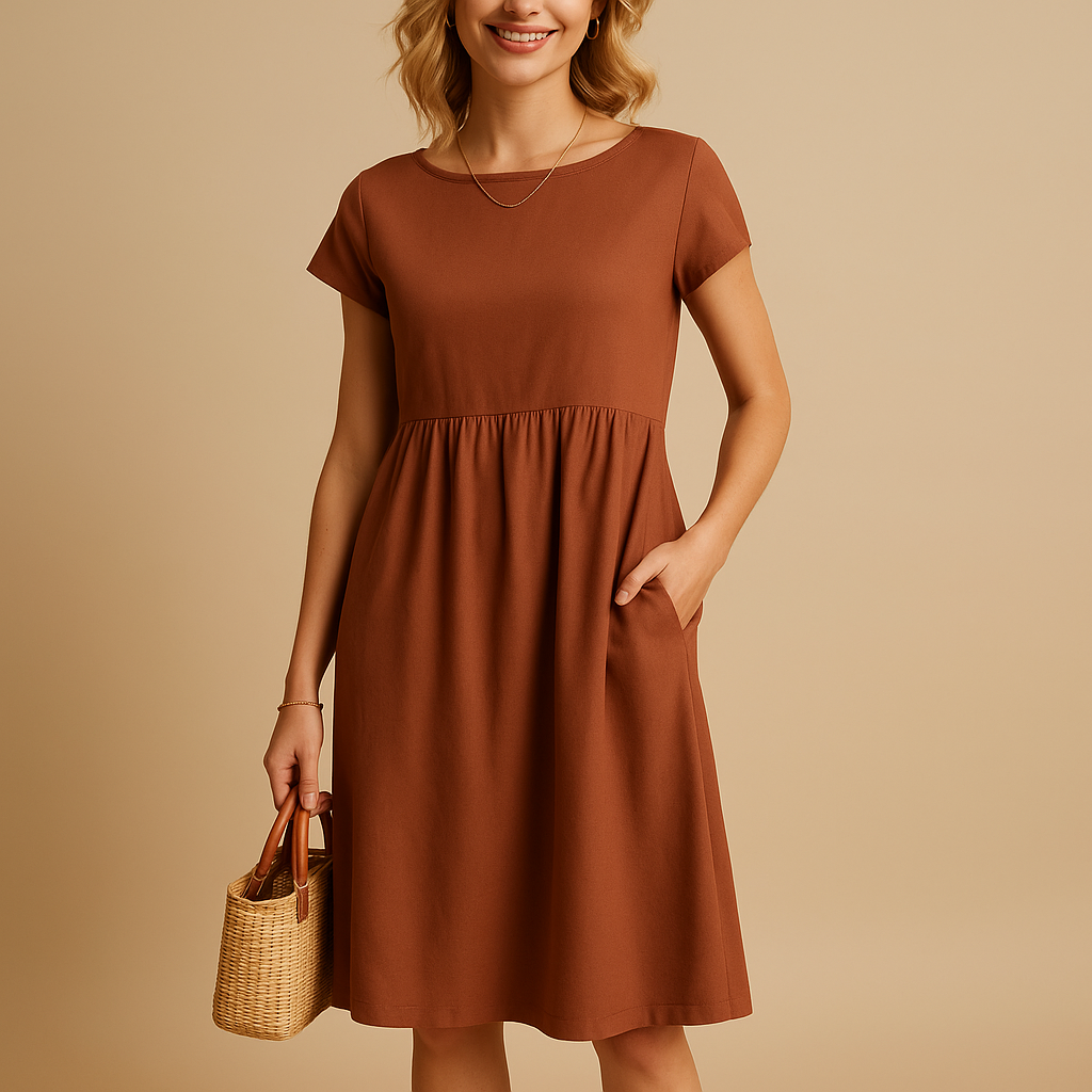Women's Elegant Midi Dress - Lightweight Summer Casual