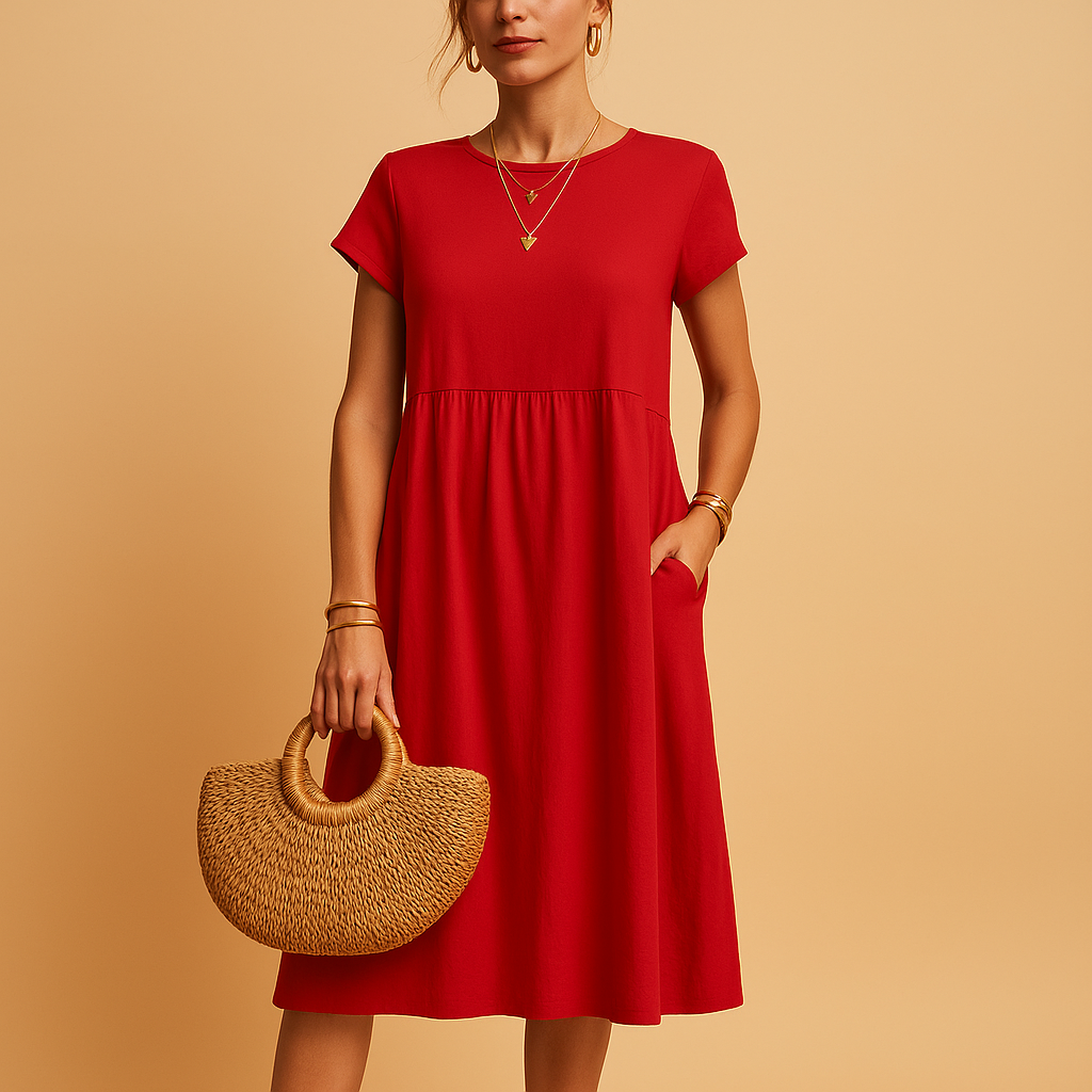 Women's Elegant Midi Dress - Lightweight Summer Casual