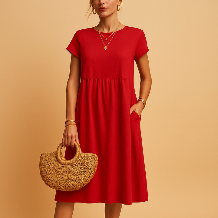 Women's Elegant Midi Dress - Lightweight Summer Casual