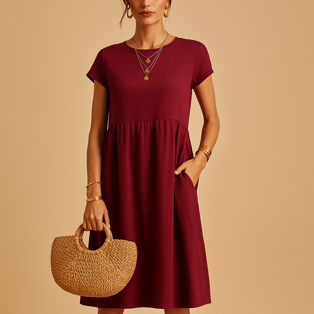 Women's Elegant Midi Dress - Lightweight Summer Casual
