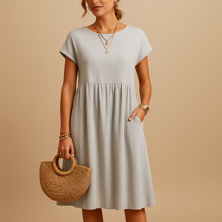 Women's Elegant Midi Dress - Lightweight Summer Casual