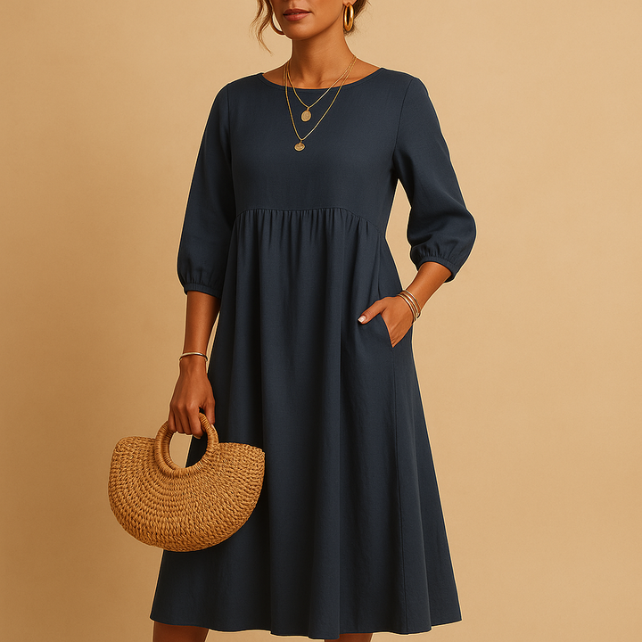 Women's Elegant Midi Dress - Lightweight Summer Casual
