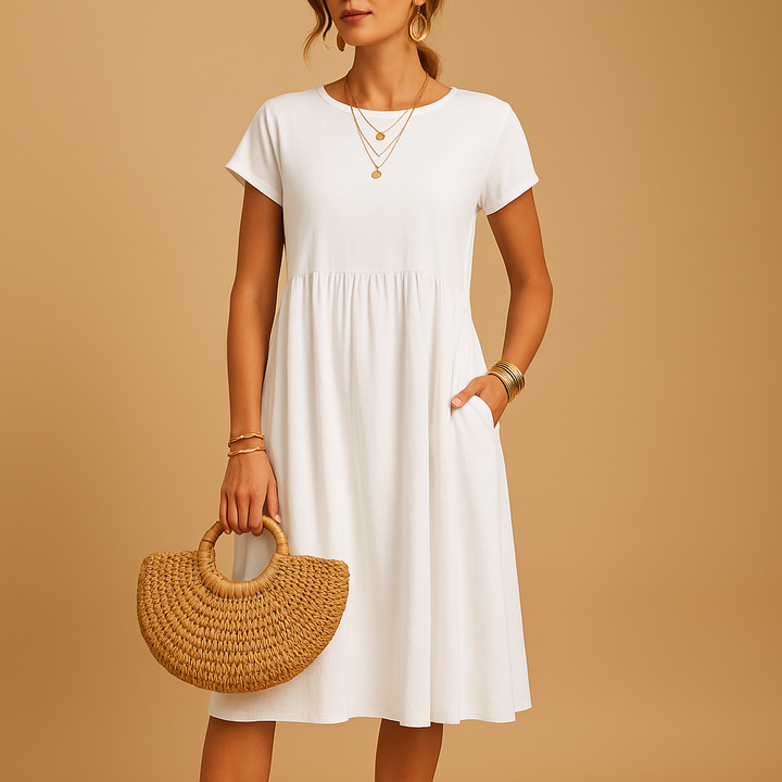 Women's Elegant Midi Dress - Lightweight Summer Casual