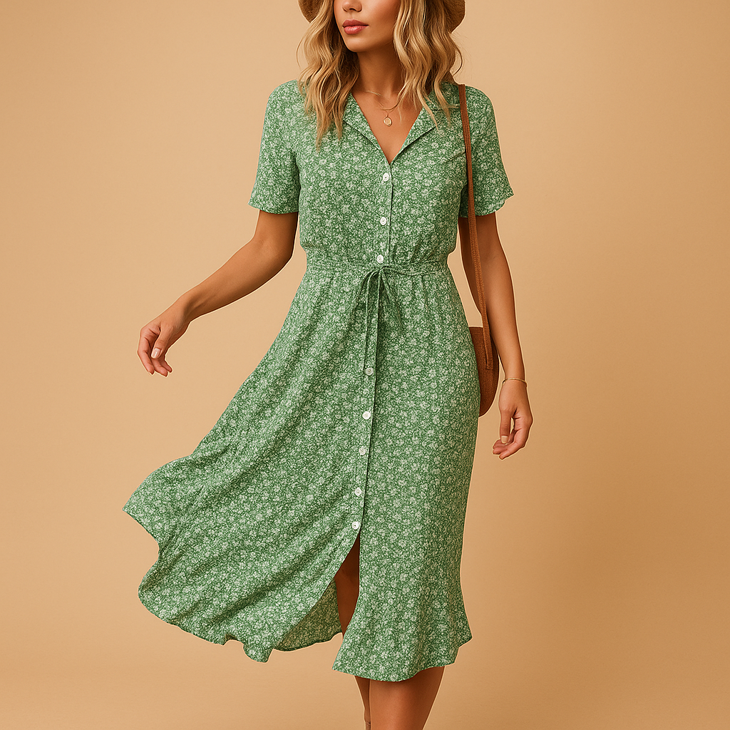 Women's Floral Midi Dress - Lightweight Summer Casual