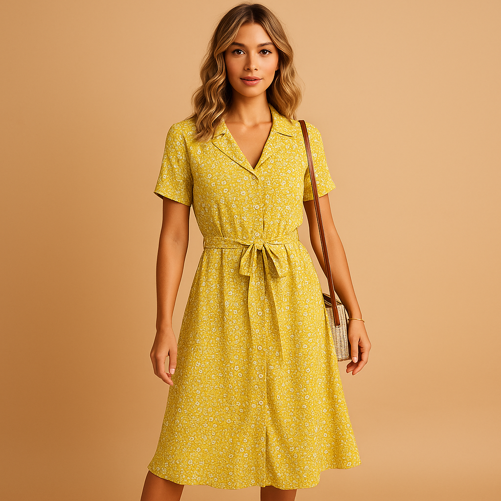 Women's Floral Midi Dress - Lightweight Summer Casual