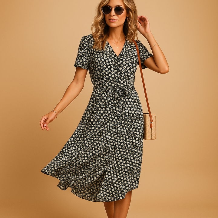 Women's Floral Midi Dress - Lightweight Summer Casual