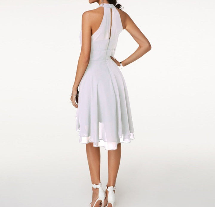 Women's Ruffled Halter Midi Dress - Summer Casual