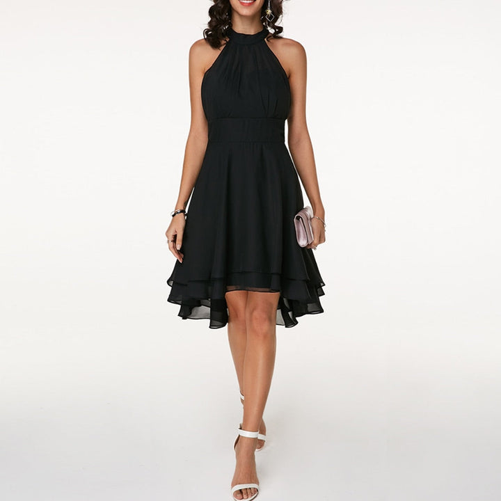 Women's Ruffled Halter Midi Dress - Summer Casual
