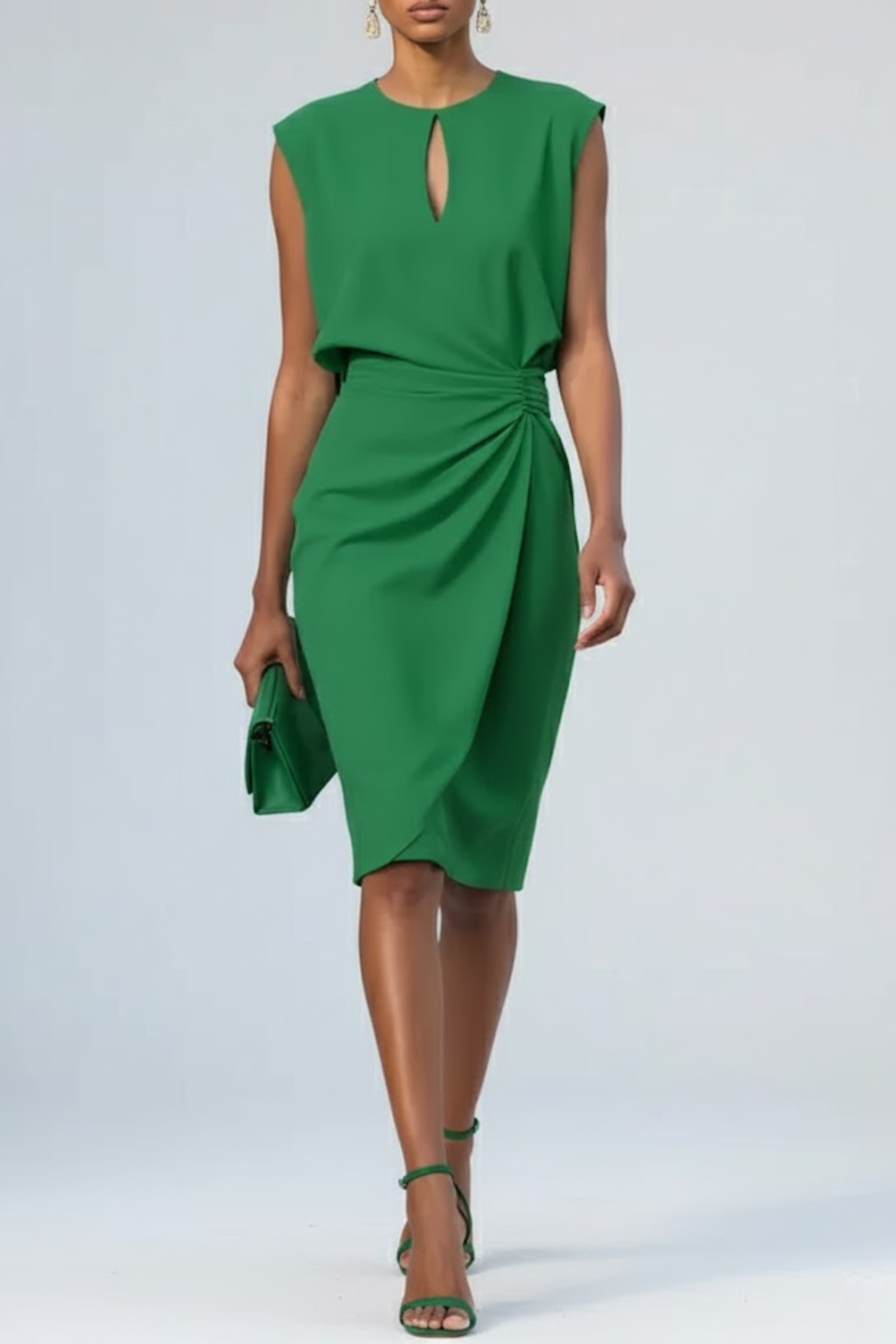 Women's Ruched Midi Dress - Cocktail Evening