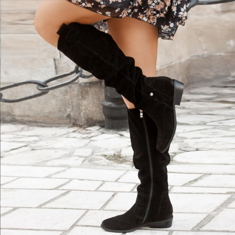 Women's Slouch Knee-High Boots - Elegant Everyday Wear
