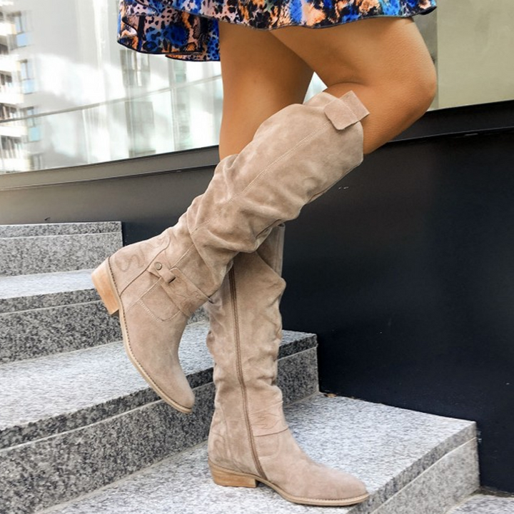 Women's Slouch Knee-High Boots - Elegant Everyday Wear
