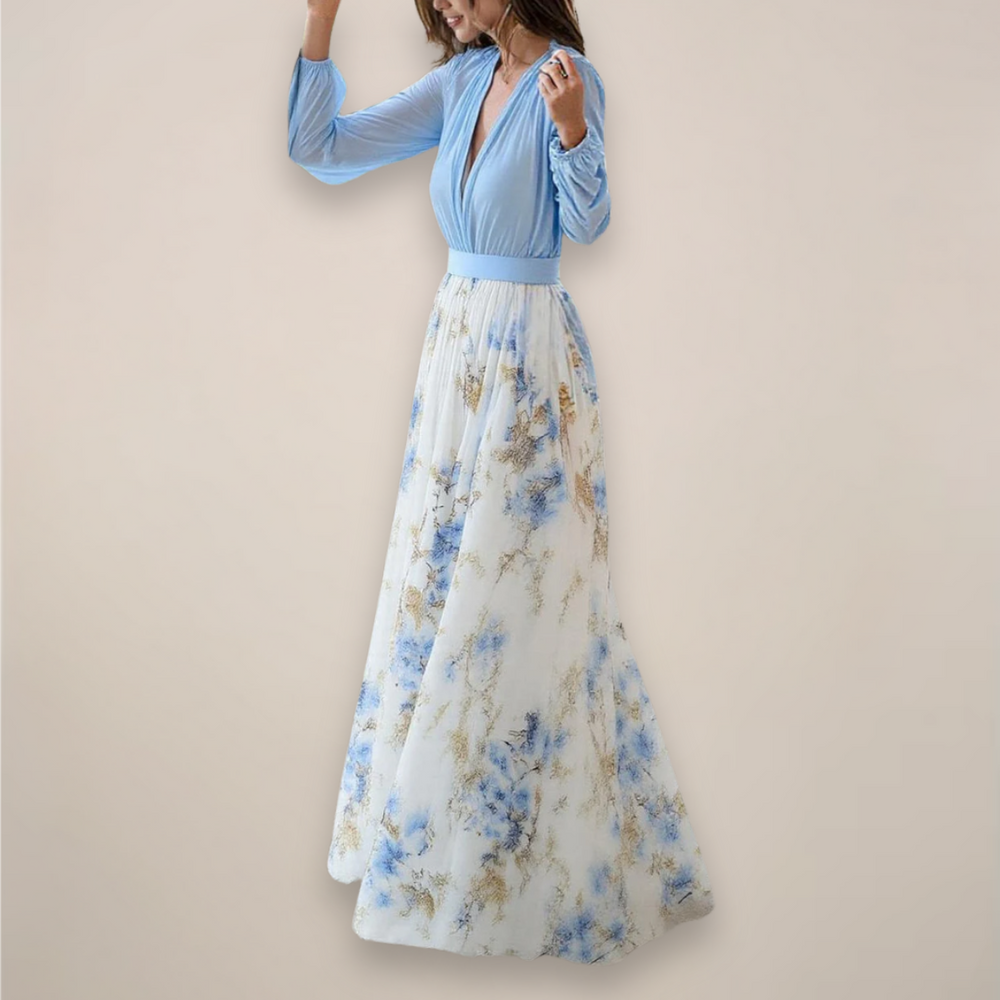 Women's Floral Chiffon Maxi Dress - Summer Evening
