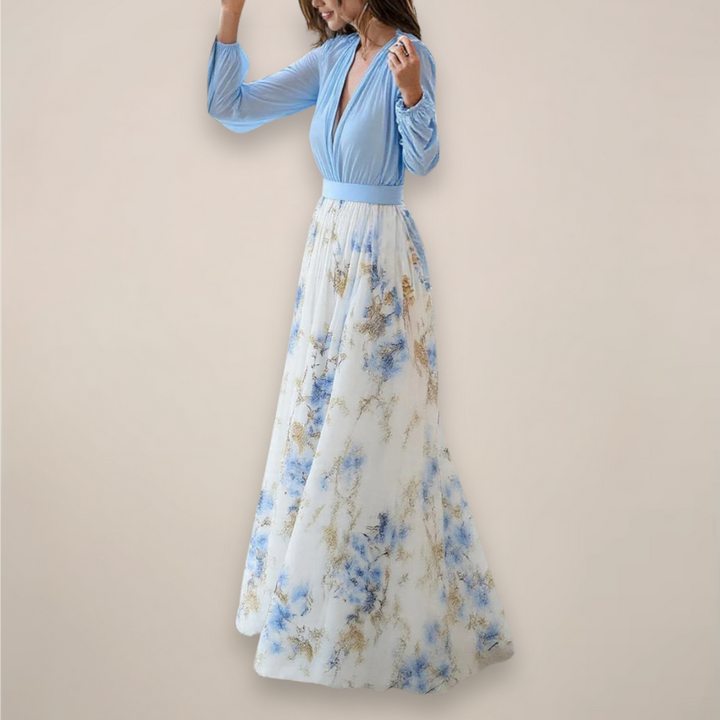 Women's Floral Chiffon Maxi Dress - Summer Evening