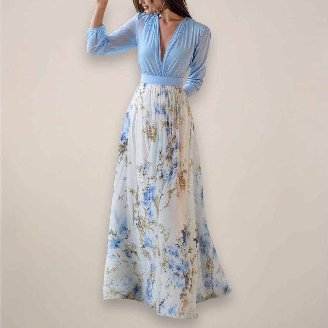 Women's Floral Chiffon Maxi Dress - Summer Evening