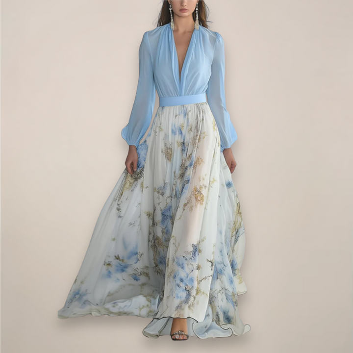 Women's Floral Chiffon Maxi Dress - Summer Evening