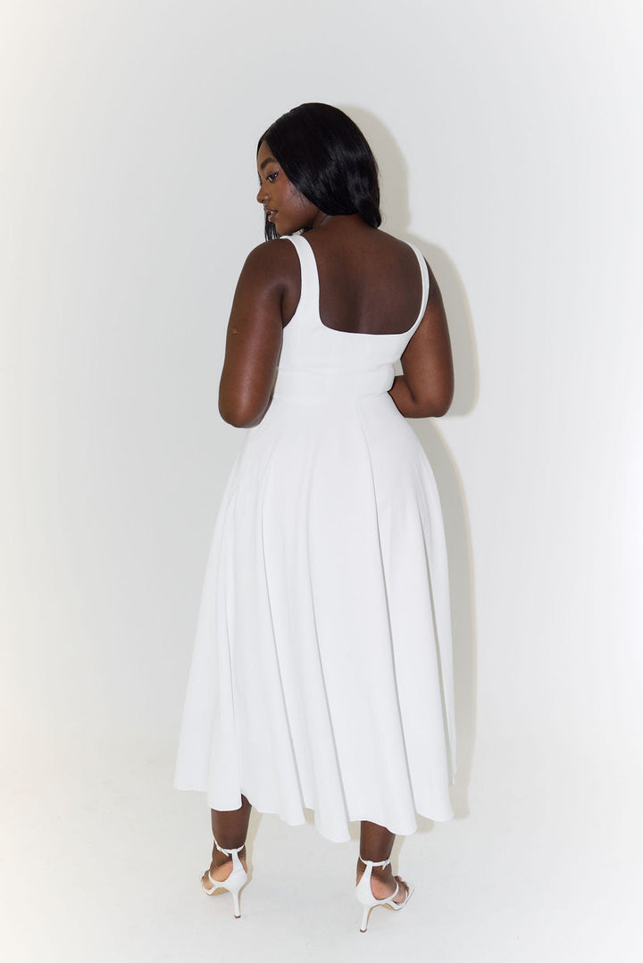 Women's Midi Dress - Cinched Waist - Flattering Fit