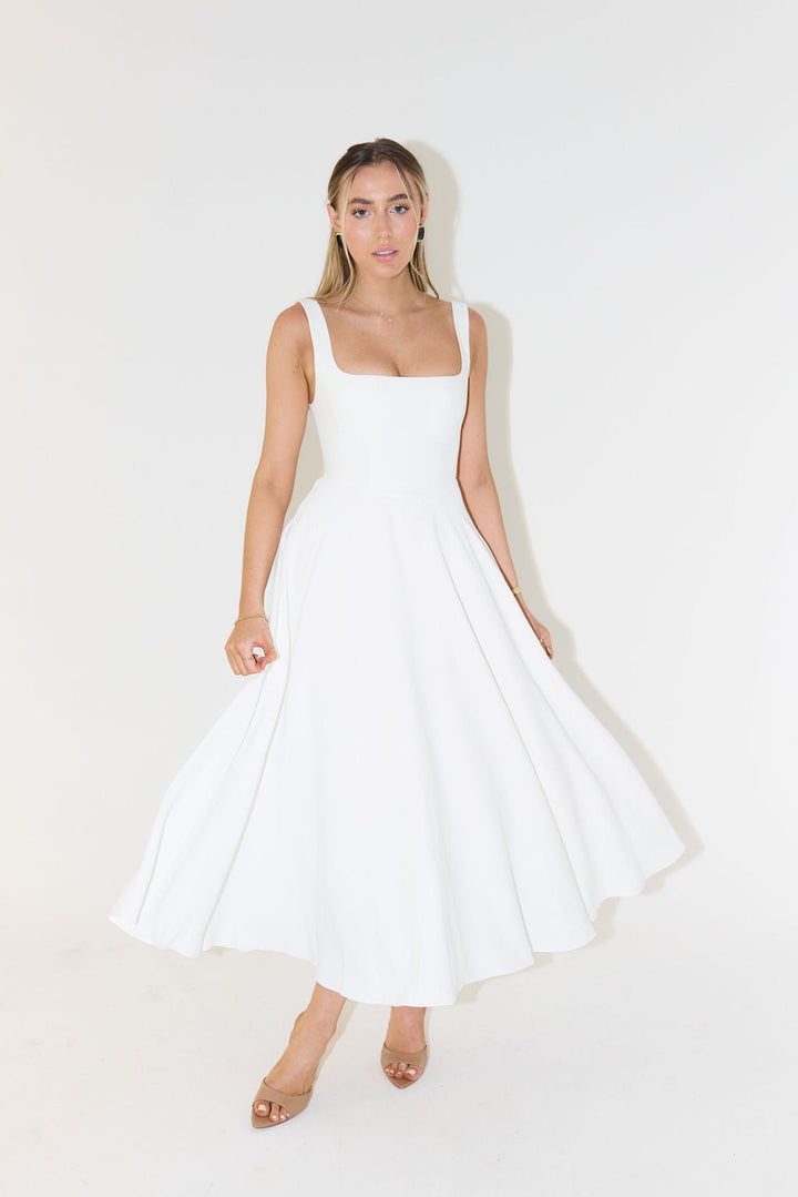 Women's Midi Dress - Cinched Waist - Flattering Fit