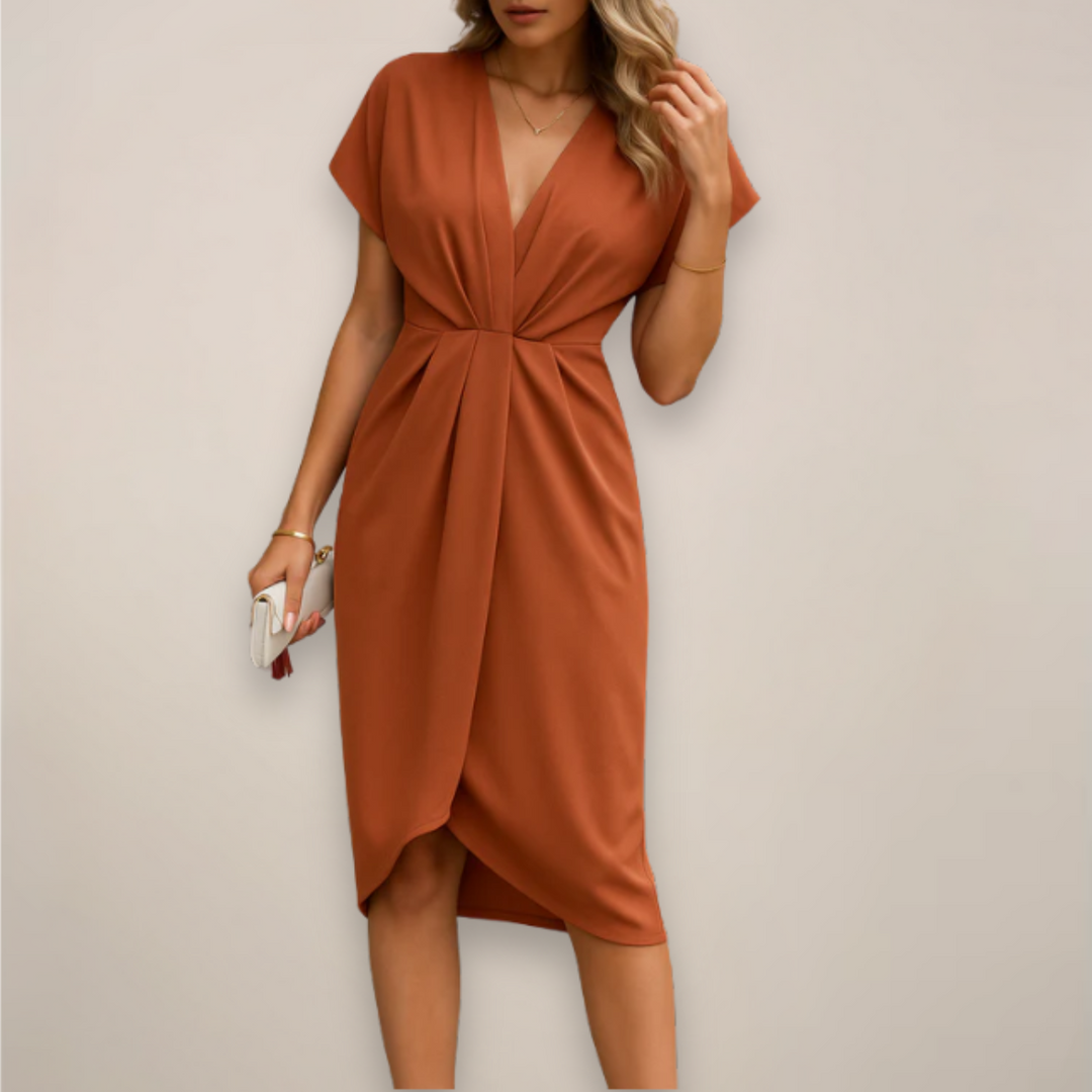 Women's Wrap Chiffon Midi Dress - Summer Casual