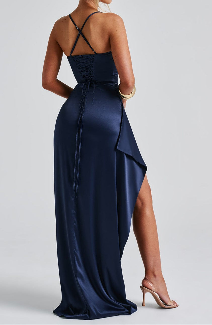 Women's Ruched Chiffon Maxi Dress - Evening Occasion