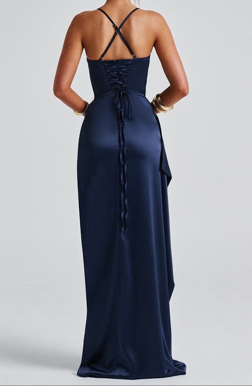 Women's Ruched Chiffon Maxi Dress - Evening Occasion