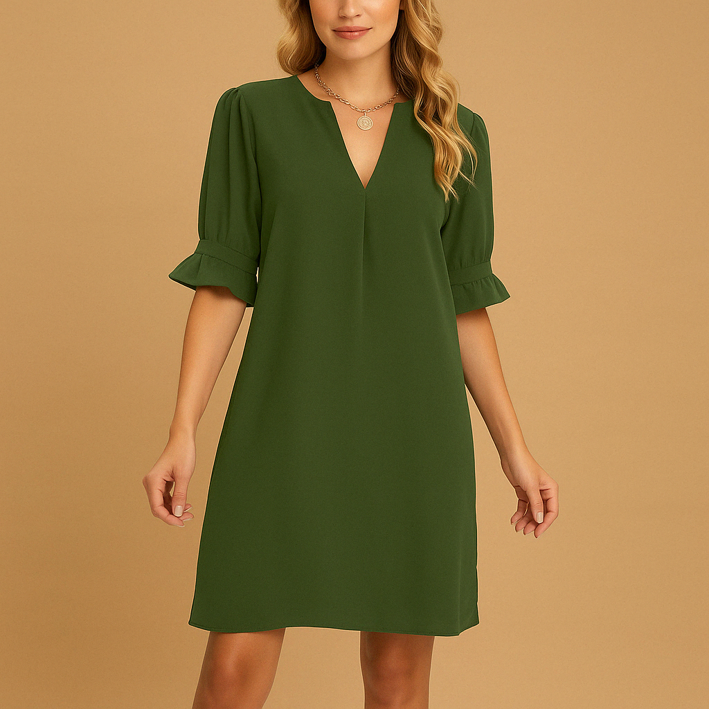 Women's Pleated Midi Dress - Relaxed Fit Everyday Wear