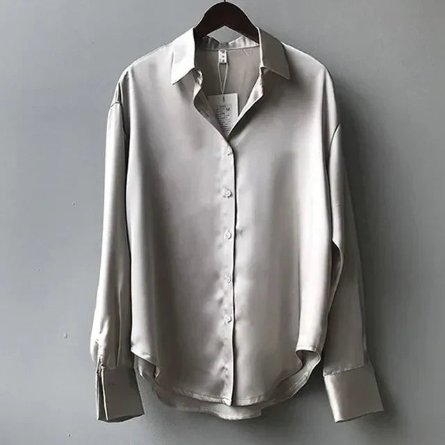 Women's Satin Blouse - Relaxed Fit Elegant Style