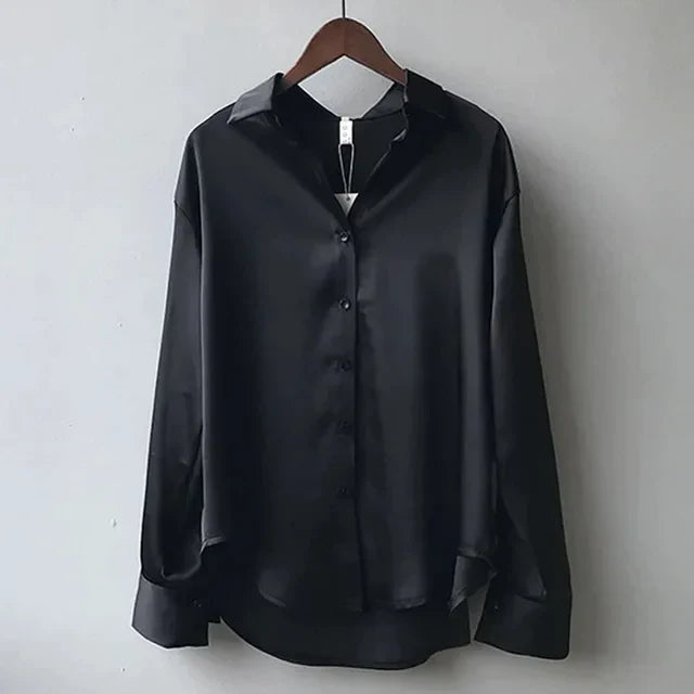 Women's Satin Blouse - Relaxed Fit Elegant Style