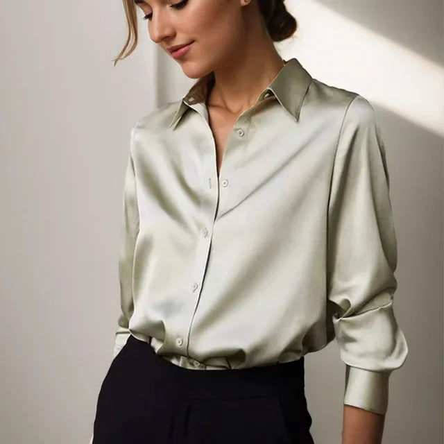 Women's Satin Blouse - Relaxed Fit Elegant Style