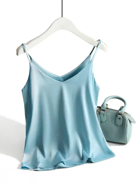 Women's Satin Cami Top - Sleeveless Relaxed Fit