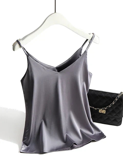 Women's Satin Cami Top - Sleeveless Relaxed Fit