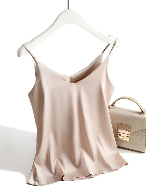 Women's Satin Cami Top - Sleeveless Relaxed Fit