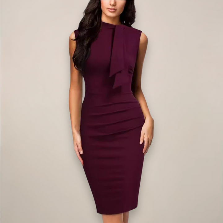 Women's Wrap Midi Dress - V-Neck Style for Work Events