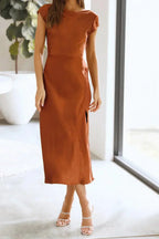 Women's Minimalist Slip Midi Dress - Casual Summer
