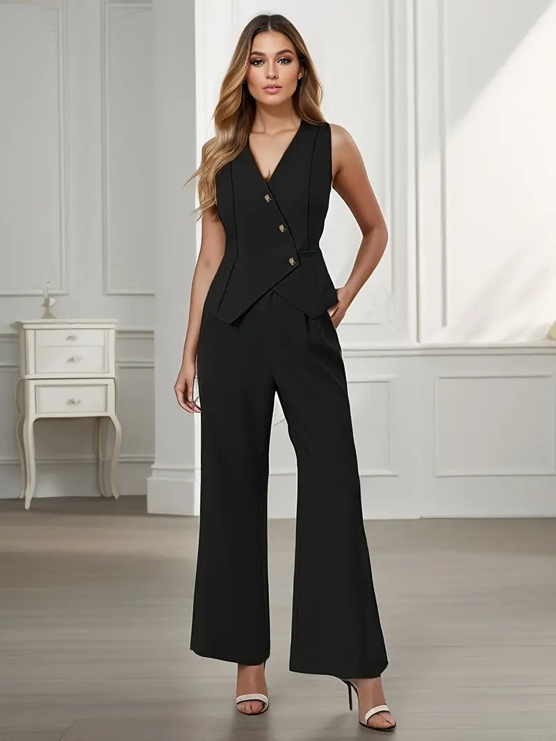 Women's Tailored Blazer and Pants Set - Elegant Formal Wear