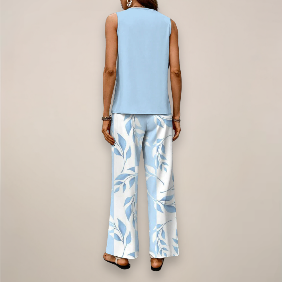 Women's Sleeveless Top and Straight-Leg Pants Set - Relaxed Fit