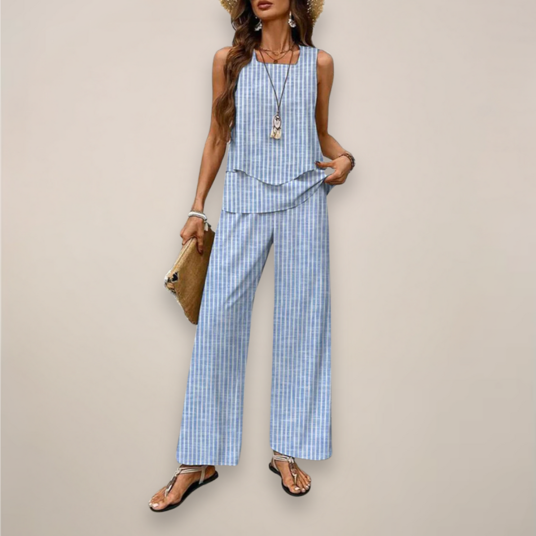 Women's Sleeveless Top and Straight-Leg Pants Set - Relaxed Fit