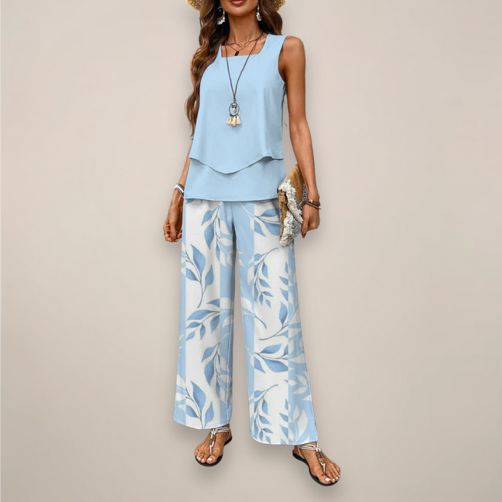 Women's Sleeveless Top and Straight-Leg Pants Set - Relaxed Fit