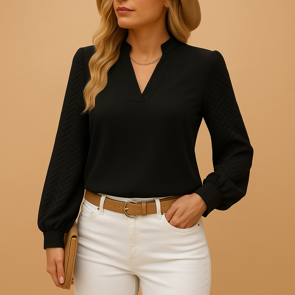 Women's V-Neck Knit Top - Relaxed Fit for Casual Wear