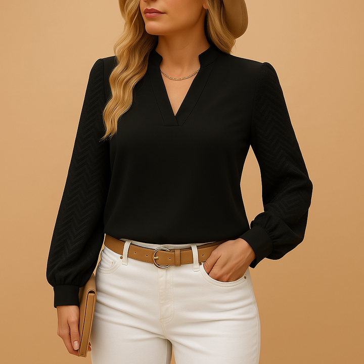 Women's V-Neck Knit Top - Relaxed Fit for Casual Wear
