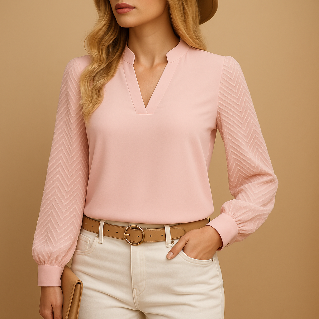 Women's V-Neck Knit Top - Relaxed Fit for Casual Wear