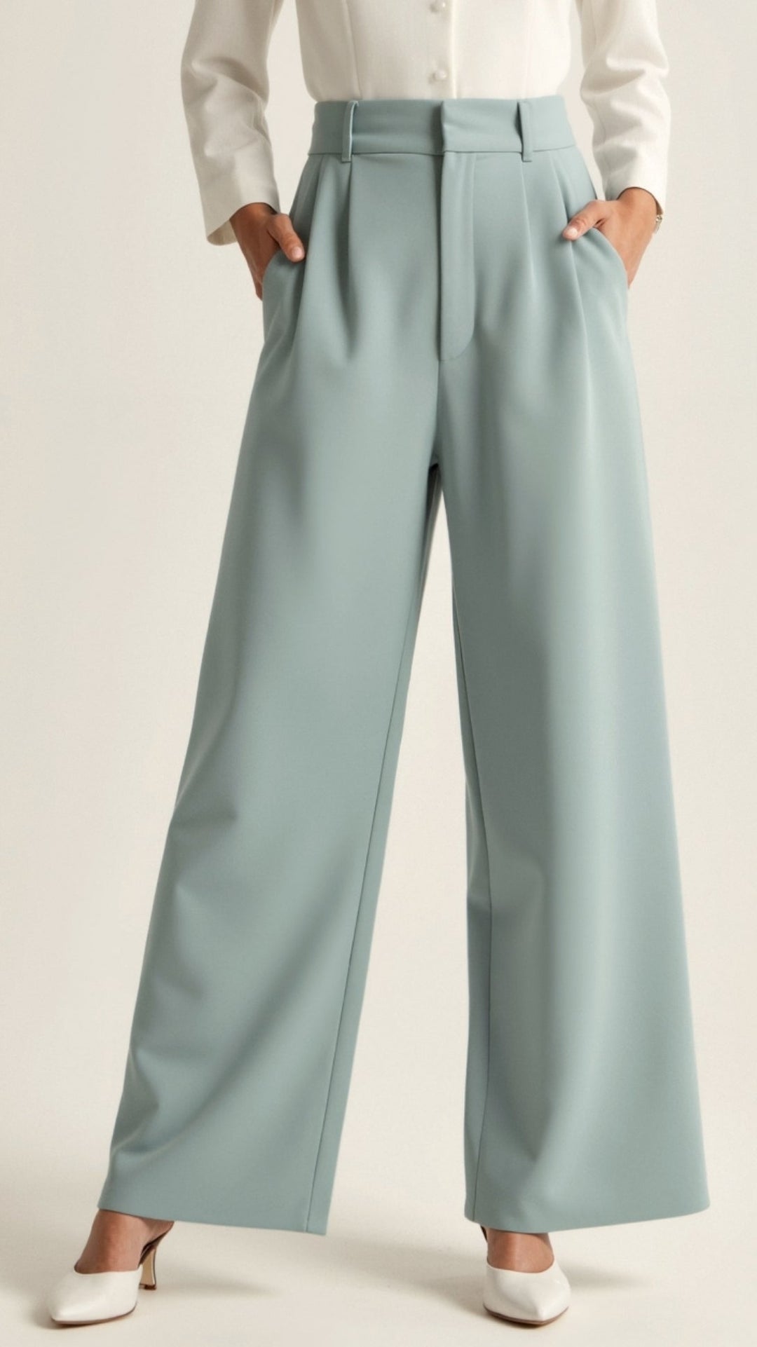 Women's Pleated High Waisted Pants - Relaxed Fit