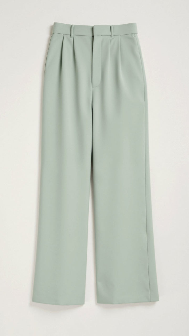 Women's Pleated High Waisted Pants - Relaxed Fit