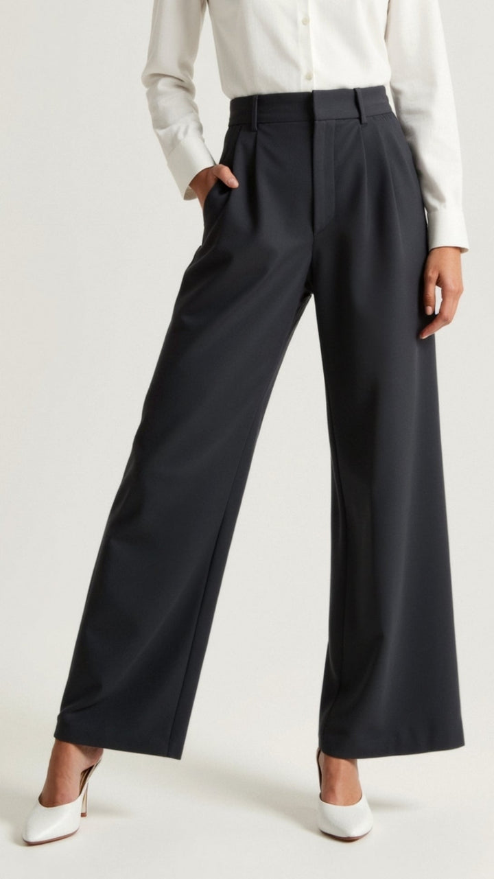 Women's Pleated High Waisted Pants - Relaxed Fit