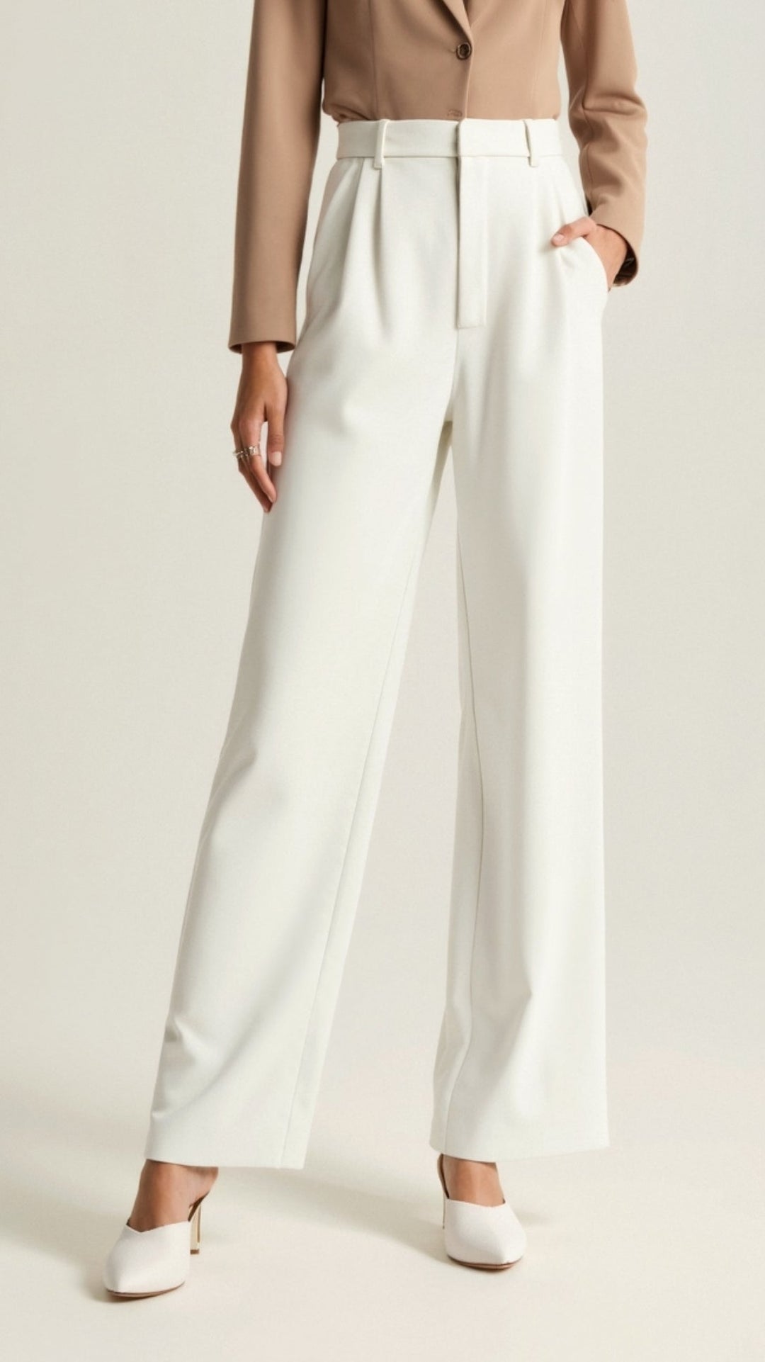 Women's Pleated High Waisted Pants - Relaxed Fit